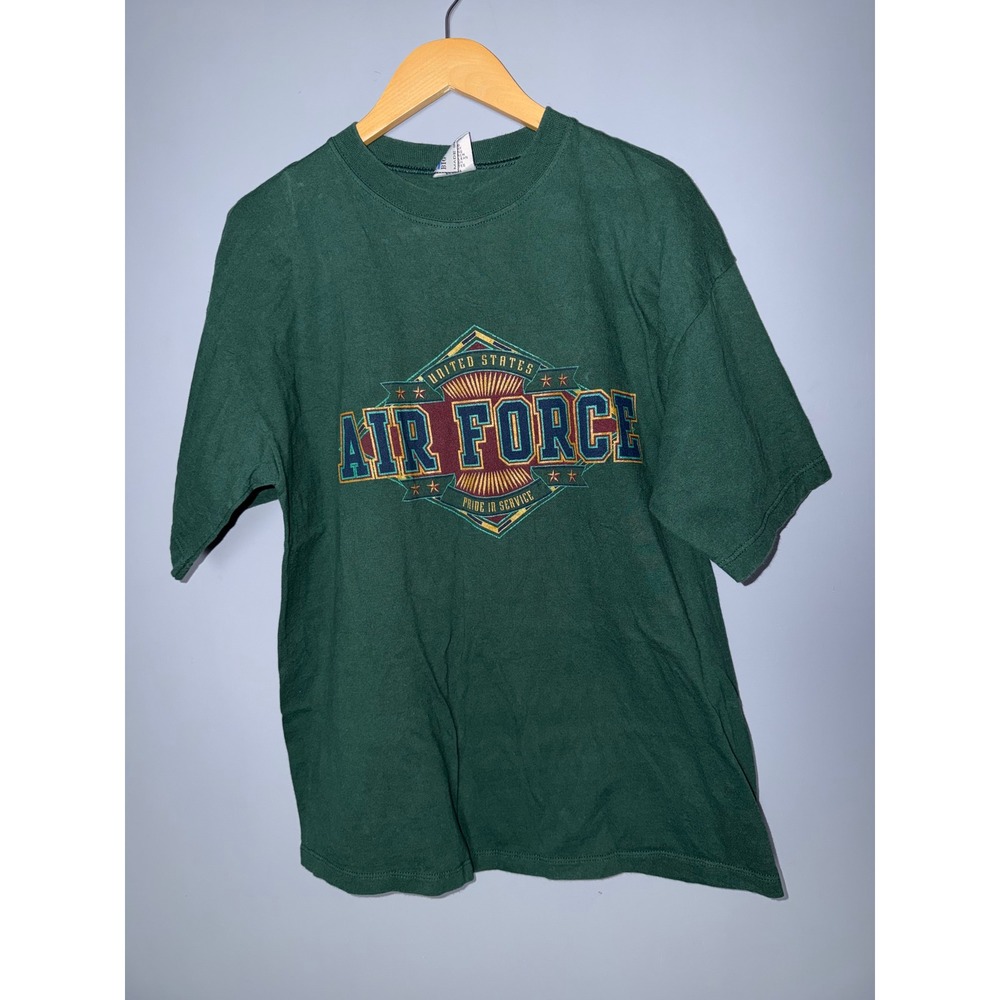 Mens Gear for Sports Air Force‎ T Shirt Green Large Graphic Tee Made in USA